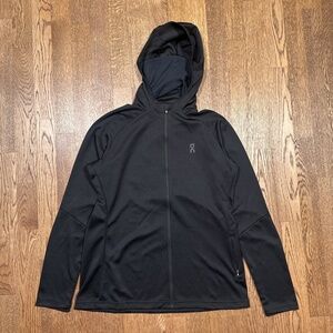 On Running Climate Full Zip Black Performance Hoodie Light Jacket Womens Large